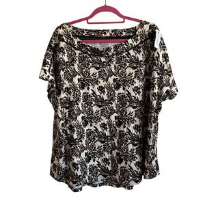 Lane Bryant Plus Size Floral Metallic Printed Tee - Size 22/24 - NEW